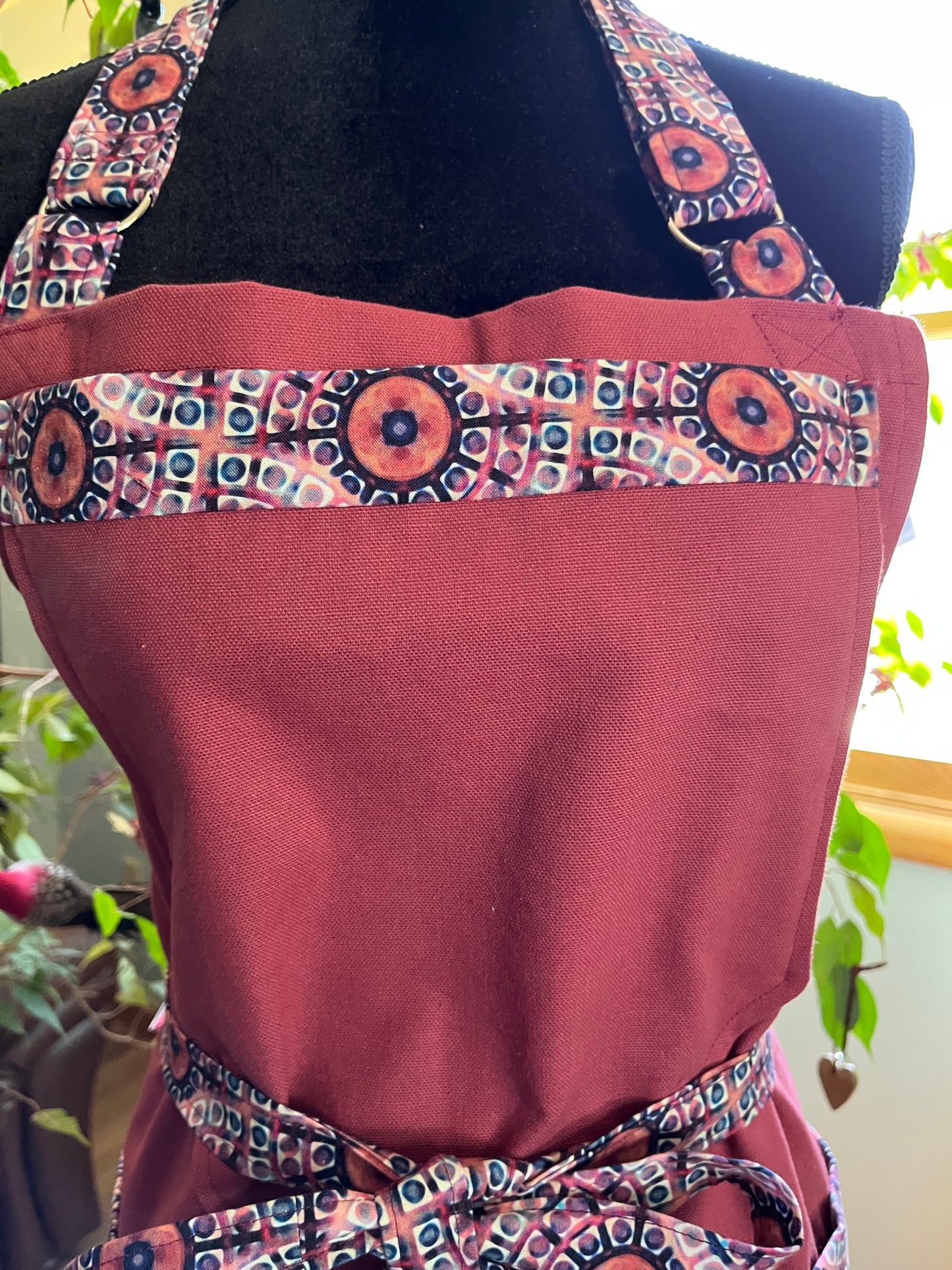 Water Resistant Canvas Split-leg Apron - Wild Plum with Navy & Plum trim