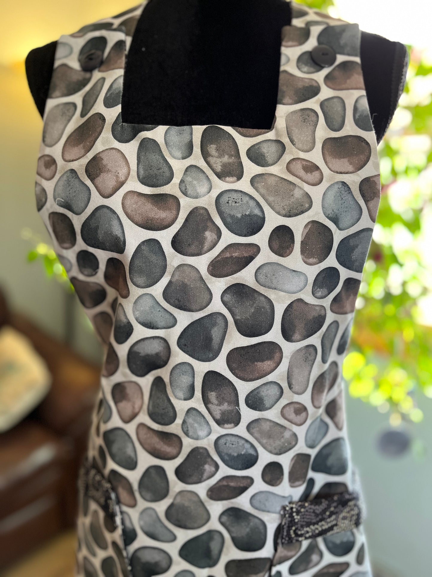 Pinafore style Handbuilder's Apron - River Rock print