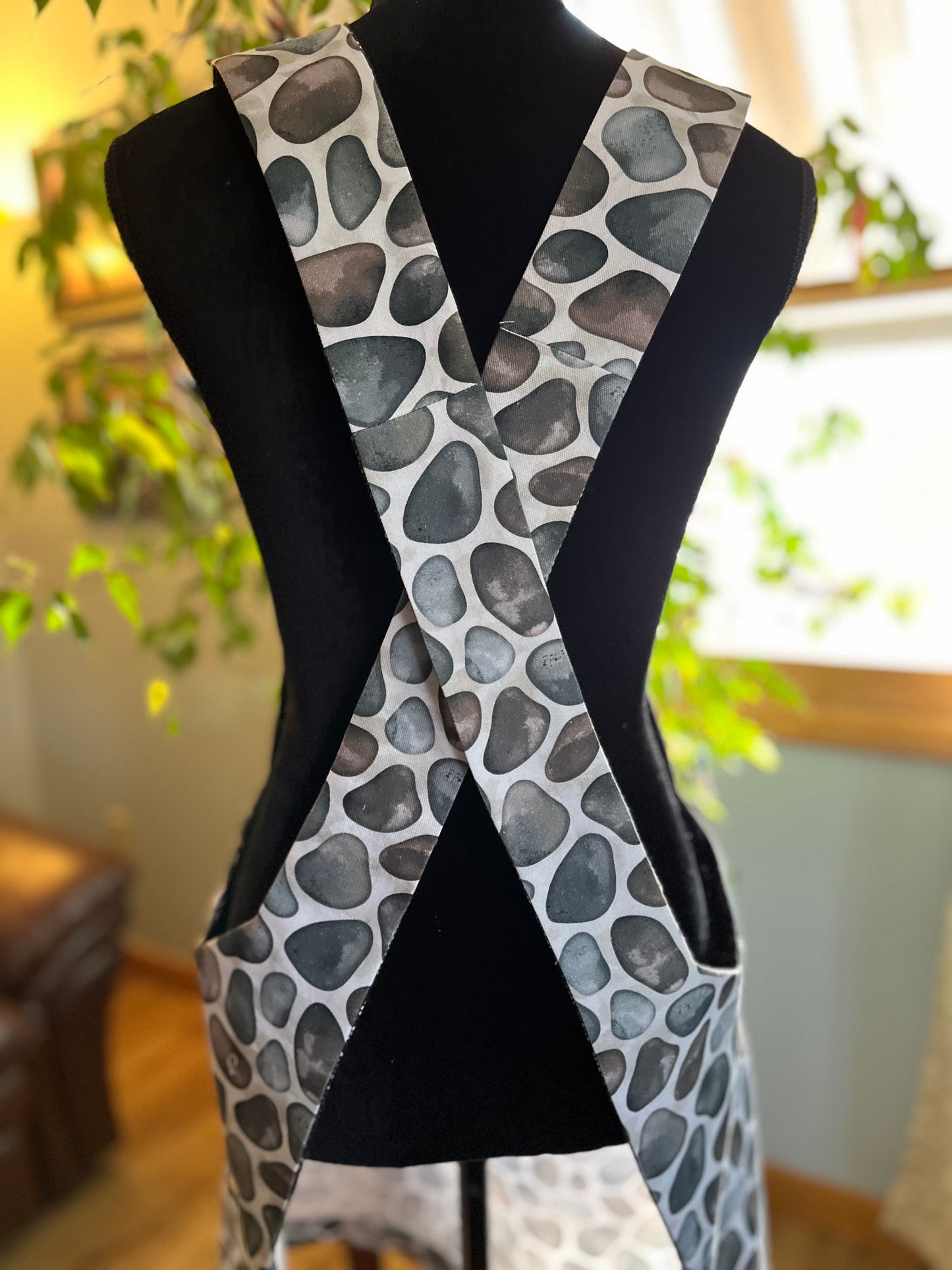 Pinafore style Handbuilder's Apron - River Rock print